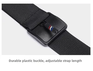 Macro view of adjustable nylon strap with high-density buckle for travel bag