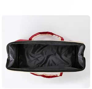 Top view of large capacity travel bag interior showing spacious black lining and wide opening