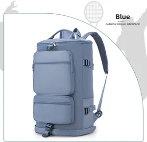 Sac à dos sport bleu grande capacité avec séparation humide-sec et tissu oxford durable