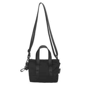 Mini borsa per cellulare in nylon nero con tracolla regolabile e gancio tattico