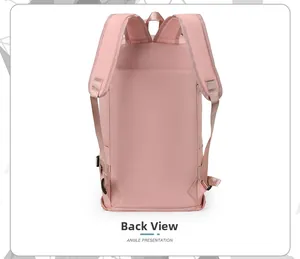 Vue arrière du sac de voyage rose avec bretelles ergonomiques en S et tissu en nylon