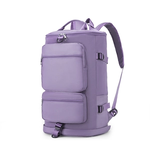 Sac de voyage violet imperméable avec plusieurs poches zippées pour le sport et fitness