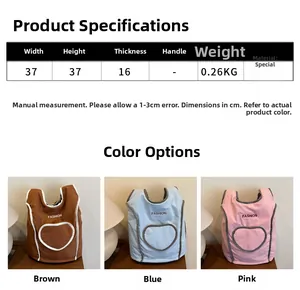 Paramètres de taille détaillés et options de couleurs pour le sac fourre-tout