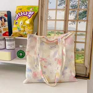 Borsa Tote Con Stampa Floreale Da Donna Mesh Semitrasparente Organza Grande Capacità Borsa A Spalla Casual Design Di Nicchia