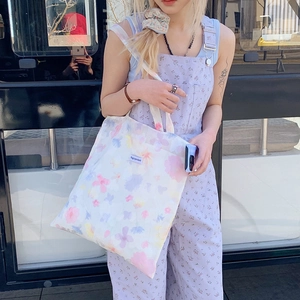 Borsa tote giapponese a fiori con stampe acquerello ed etichetta Vagapocket per donna