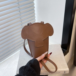 Elephant Shape Crossbody Bag Cartoon Animal PU Leather Mini Mobile Phone Purse For Women Daily Leisure Fashion