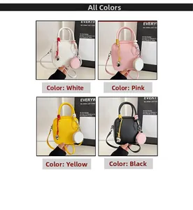 Four-color display of square handbags with matching round coin pouches in a 2-in-1 design