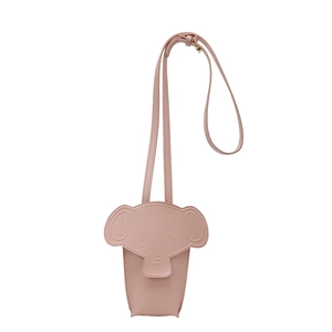 Chic pink elephant crossbody bag for girls, stylish cartoon animal PU leather pouch
