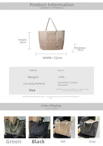 Detailed view of large mesh tote bag showing reinforced handles and front pocket