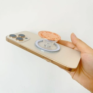 Rose gold magnetic phone socket with cartoon embossed metal design for hand grip