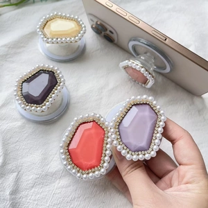 Luxurious MagSafe pearl and diamond expanding phone socket stand in colorful resin jewel styles