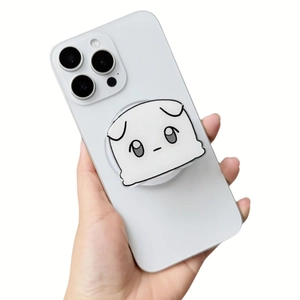 Cute cartoon puppy magnetic phone grip and expandable stand for smartphone on a white background
