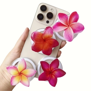 Magnetic Phone Holder Plumeria Flower Shape Acrylic 3D Gradient Cellphone Grip Stand For Smartphone