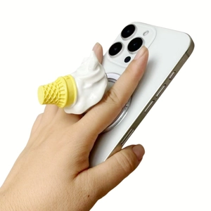 Creative resin ice cream cone phone grip and stand for mobile phone back support