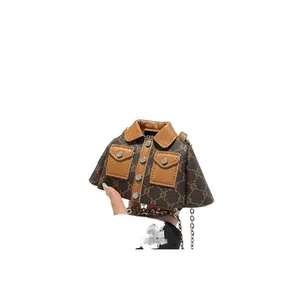 Unique jacket-shaped crossbody bag with vintage monogram pattern and silver chain