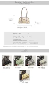 Size chart showing dimensions 28x15x8cm for the PU leather multi-way boston bag