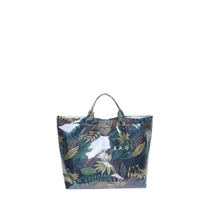 Grand sac cabas imperméable avec imprimé feuilles tropicales et texte Tote Bag