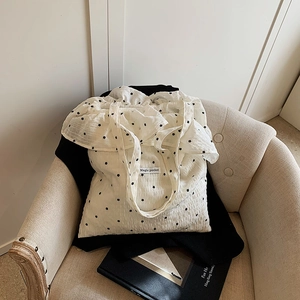 Floral Print Ruffle Tote Bag Large Capacity Textured Fabric Shoulder Handbag Casual Sweet Style For Women