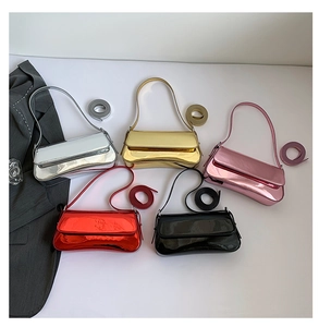 Glossy metallic patent leather underarm bags in silver gold pink red and black colors