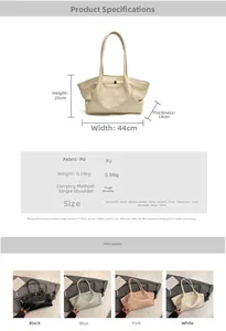 Detailed dimensions and specs of this large capacity pleated faux leather tote bag