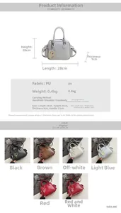 Detailed view of large capacity PU tote bag dimensions 28x20x9cm with color options