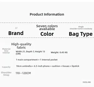 Detailed size and capacity specification chart for this luxury crossbody box handbag