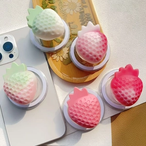 Strawberry Magnetic Phone Grip Resin Gradient 3D Texture Expandable Stand For Smartphone Cute Decorative
