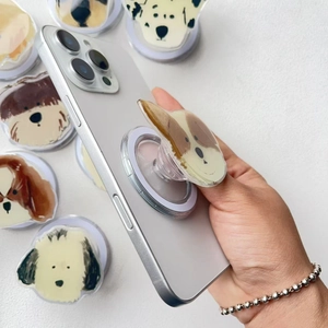 Universal cute cartoon dog phone socket holder with various puppy breed illustrations