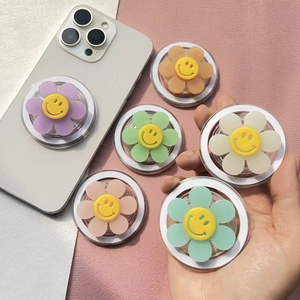 Magnetic Phone Grip Tok Flower Shape Smile Face ABS TPU Foldable Collapsible Mobile Stand Magsafe Compatible Cute