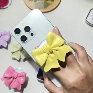 Support de téléphone magnétique avec nœud et miroir pour femmes en plusieurs couleurs