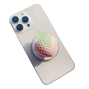 Creative strawberry shaped phone grip with pink gradient frosting and magnetic base