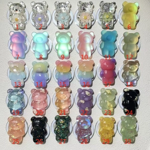 Matrix of 30 gradient bear phone grips with glitter resin and floral decorative styles