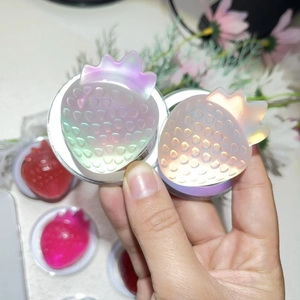 Magnetic strawberry phone grip with colorful gradient epoxy and iridescent finish
