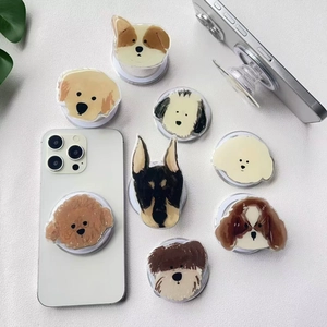 Universal cute acrylic dog head expanding phone socket grip set with multiple breeds