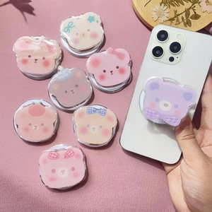 Acrylic Cartoon Bear Phone Griptok Stand Magnetic Telescopic Foldable Mobile Holder Cute Support Universal