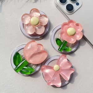 Supporto Magsafe per telefono a forma di fiori cristallini con tulipano e margherita