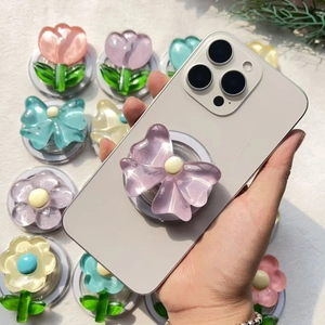 Supporto Magsafe per cellulare con design a tulipano e fiocco in resina colorata