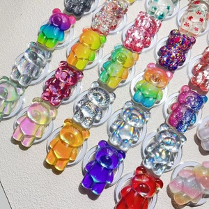 Detailed array of colorful 3D bear resin magnetic phone sockets with glitter finish