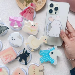 Various cute acrylic cartoon phone sockets featuring cat, rabbit and lucky motifs