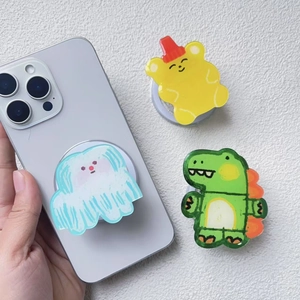 Cartoon Animal Magnetic Phone Holder Expandable Airbag Stand Acrylic N52 Magnet Folding Grip Desk Accessory Cute Dinosaur Bear