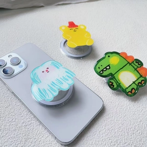 Cute cartoon dinosaur and animal acrylic magnetic folding cell phone grip stand