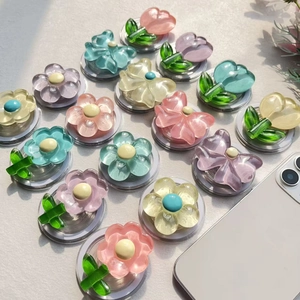 Collezione di supporti magnetici 3D a forma di fiori colorati in resina trasparente