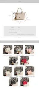Detailed size chart and multi-color selection for this vintage PU mini bucket handbag