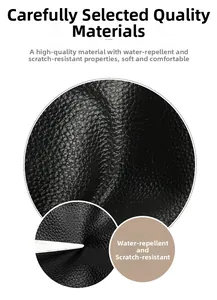 Detail of waterproof and scratch-resistant black pebble leather texture on tote bag