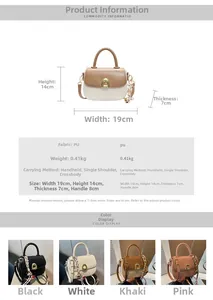 Detailed size specifications and multi-color selection for the stylish PU saddle bag