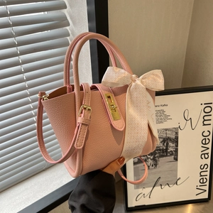 Sac Seau Élégant En Cuir PU Pour Femmes Avec Décor De Foulard En Satin À Motif Lychee Et Serrure Métallique