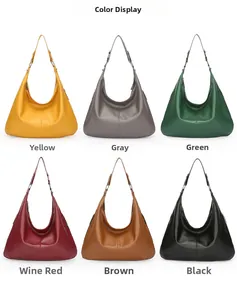 Options de couleurs pour sacs hobo grande capacité en cuir texturé avec six nuances