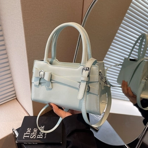 Women PU Leather Handbag Bowknot Decor Crossbody Shoulder Bag Korean Style Square Casual Fashion Versatile For Lady