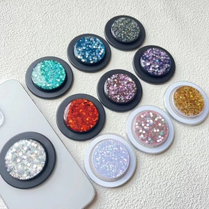 Glitter sequins magnetic phone socket stand in nine vibrant colors with resin finish