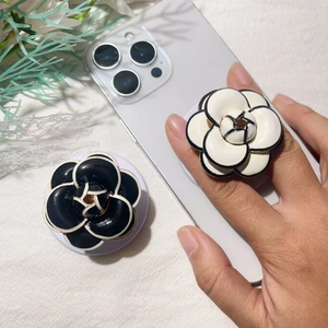 Camellia Flower Magnetic Phone Grip Alloy Metal Collapsible Desk Stand Holder French Style Luxury Accessory